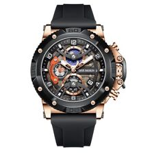 Montre Homme LIGE 89201 Chronographe - Sport Étanche Bracelet Silicone