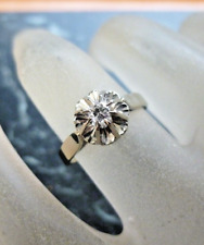 Bague solitaire  or blanc  18K