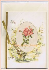 Carte brodée Main Rose Saumon
