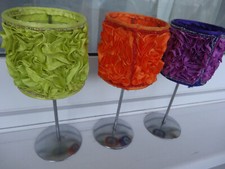 Bougeoirs Fleurs Photophore Lampe Tissu Perles Brodés Ruban vert orange violet