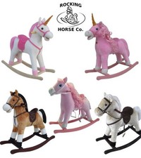 Nouveau Cheval À Bascule Ou Licorne En Rose Blanc Ou Marron Avec Sons Et Rosette