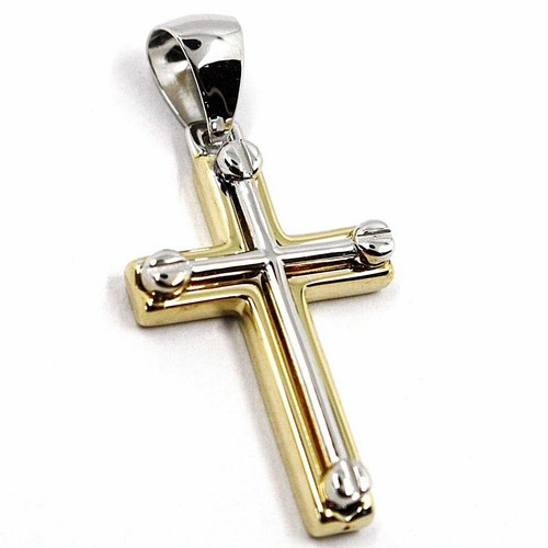 Pendentif croix jaune et - croix, or