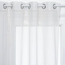 Rideau Voilage à Oeillets Effet 3D "Croix" 140x240cm Blanc