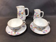 Ancien service à thé avec tasses pot à lait et crème porcelaine de Limoges GDA