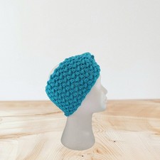 Bandeau femme large hiver Turquoise pailleté tu Neuf fait main