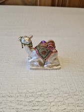 Figurine Bibelot Statue Statuette Chameau Dromadaire Doré Strass Boite