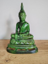 Rare Ancienne Statue Bouddha FAÏENCE Venise Verte Début XX eme Siècle A Saisir 