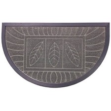 Tapis d'entrée antidérapant - 45 x 75 cm - Demi-lune - Plumes - Gris