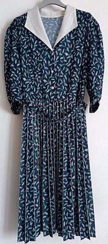 Robe vintage plissée col - robe, à