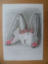 DESSIN A4 EROTIQUE NU FEMININ  NUDE EROTIC DRAWING