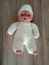 ANCIENNE PELUCHE KIKI BLANC VINTAGE YEUX BLEUS 35CM 
