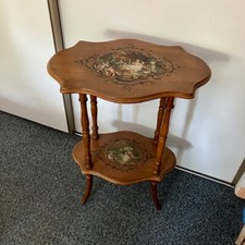 Fab Italian Serving SIDE TABLE Two-tiered Painted 18th Characters Boucher style