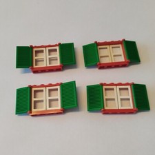 VINTAGE pièces lego lot 4 fenêtres  blanche verte   rouge  en l état