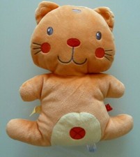 *. DOUDOU SEMI PLAT NICOTOY KIABY CHAT TIGRE ORANGE JAUNE 26cm rond croix NEUF*