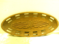 🇫🇷 ANCIEN GRAND PLATEAU EN BOIS SCULPTE CORBEILLE A FRUIT PAIN CENTRE DE TABLE