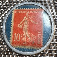 TIMBRE MONNAIE NOUVELLES GALERIES 10 CENTIMES ROUGE SUR FOND BLEU  (1303) RARE