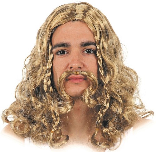 Perruque moustache blonde - perruque,