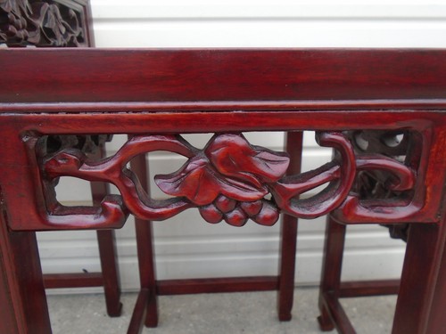 Asian nesting tables carved - tables,