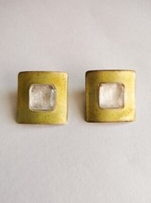 Boucles d'oreilles vintage clips signées Skalli Paris pâte de verre émaillé