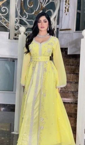 Caftan jaune vente georgette - caftan,