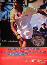 PUBLICITE BABOLAT CORDAGE CORDE RAQUETTE DE TENNIS YANNICK NOAH DE 1983 AD PUB
