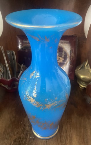 Vase opaline bleue charles - vase,