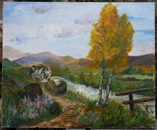 tableau signé Bay: paysage de