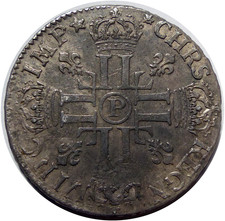 Louis XIV 1/2 Écu aux huit L 1er type 1691 P Dijon