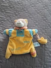 DOUDOU PLAT MARIONNETTE BABY NAT CHAT CLEO ADORE LA MER JAUNE BLEU BATEAU