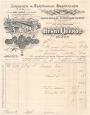 1906 Facture illustrée Distillerie à vapeur Henri Quenot – Dijon (Côte-d’Or)