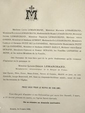 LEMARCHAND Aubert Petit Coindiere FAIRE PART Josset Dailly Durand Lefebvre 1881