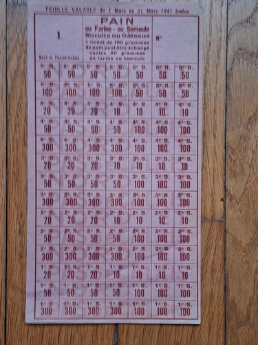 Rationnement carte de pain - rationnement,