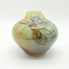 Patrick Lepage. Vase boule en verre soufflé à décor d'inclusions, XXe siècle