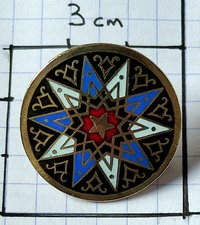 ANCIEN grand BOUTON COL ÉMAILLÉ XIXe BOUTONNIERE émail ÉMAUX CLOISONNÉS étoile