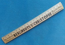 Ancienne règle en bois publicitaire BERLINGOTS ST-CHRISTOPHE  Double décimètre