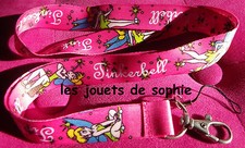 Clochette rose TOUR COU tinkerbell cordon porte clef Badge KEYCHAIN clef lanyard