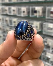 Ottoman heritage of high jewelry ''Falcon's eye'' 925 Silver signet Men's Ring