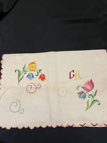 Broderie ancienne pochette - broderie,