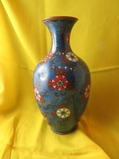 ancien vase chine chinois bronze cloisonné epoque XIXe decor floral bon etat