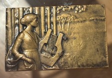 Rare MEDAILLE PLAQUE Genevieve Granger « La Musique »   Art Nouveau Symboliste