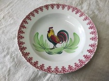 Ancien Plat de service creux en céramique  Moulin des Loups & Hamage " Coq "