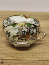 lot de 8 tasse et soucoupe en porcelaine motif paysage scène de vie au japon