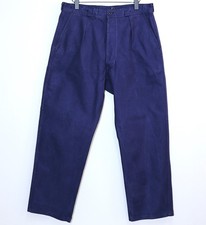 French Army 1950s Thick  Indigo Cotton Twill Work Chore Pants W34 Made in France