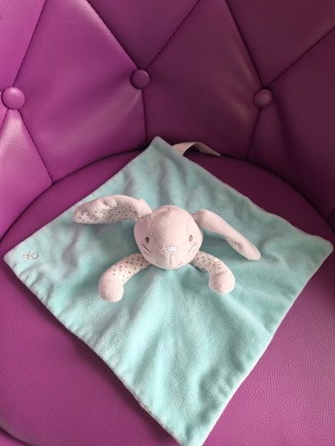 Doudou plat lapin bleu gris - doudou,