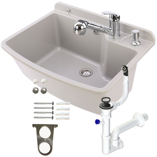 Lavabo gris 5cm robinet - gris, 61,5cm