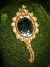 XIX ANCIEN FACE A MAIN EN BOIS DORE ANTIQUE FRENCH HAND MIROR