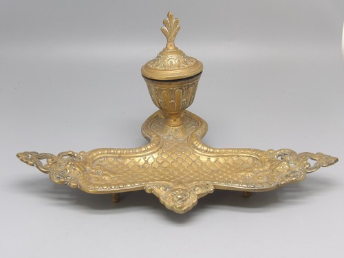 Encrier porte plume bronze - encrier,