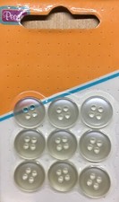 Boutons de coutures x9 - 4 trous (Ø 11mm) - Blanc transparent