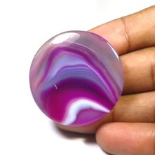 Naturel Onyx Géode Agate Pierre Précieuse 37mm Neuf Violet Rond Cabs OND-1318