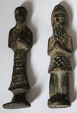 2 Statuettes d'Orant, Couple ancien en Bronze, Objets de Dévotion antiques